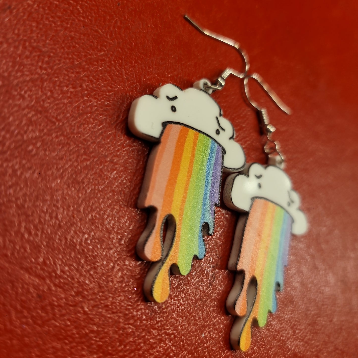Cloud Rainbow Vomit Earrings