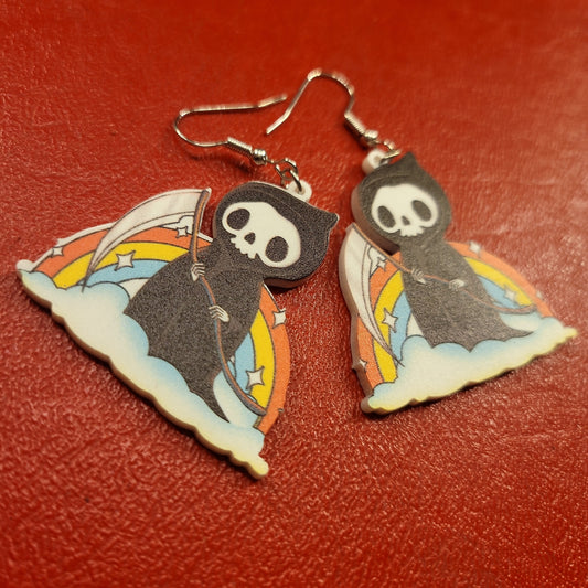 Reaper in a Rainbow Cloud  Earrings