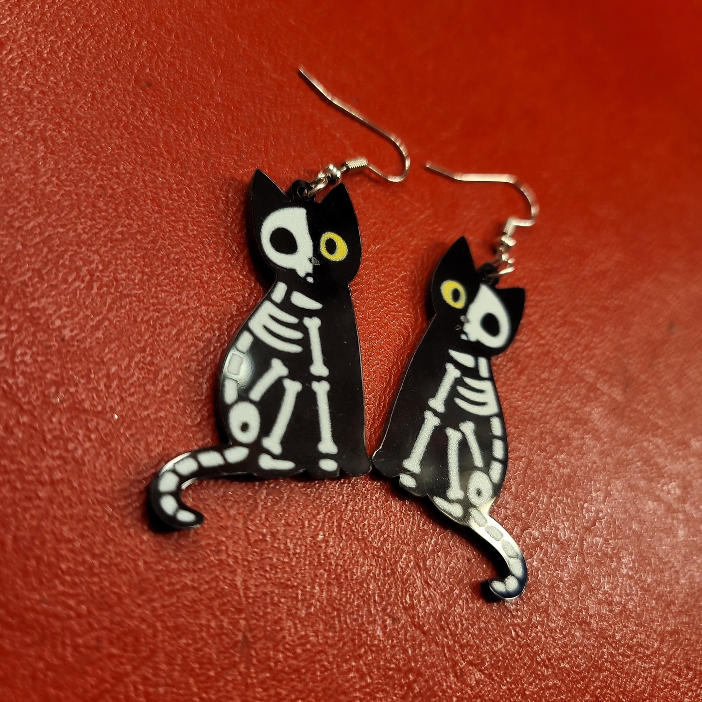 Cat Skeleton Earrings