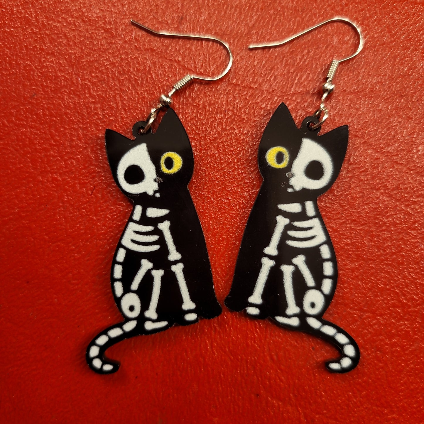 Cat Skeleton Earrings